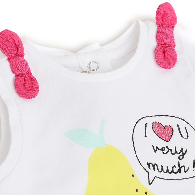 Girls White Printed Sleeveless T-Shirt image number 2
